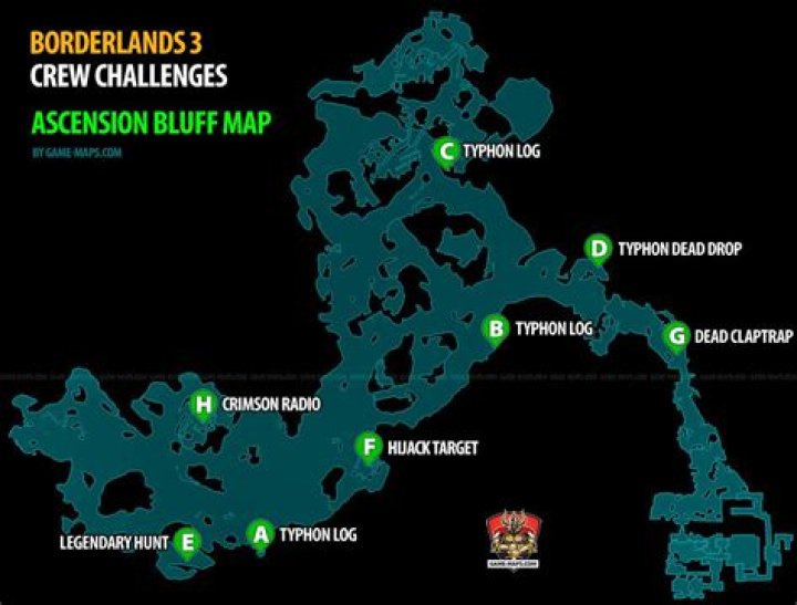 Ascension Bluff Crew Challenges Locations Borderlands 3 Map