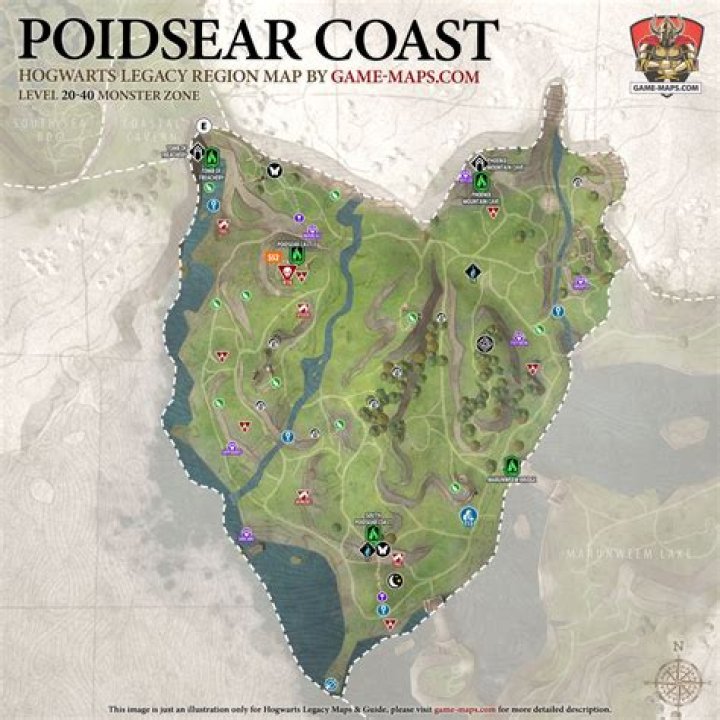 Poidsear Coast Map for Hogwarts Legacy