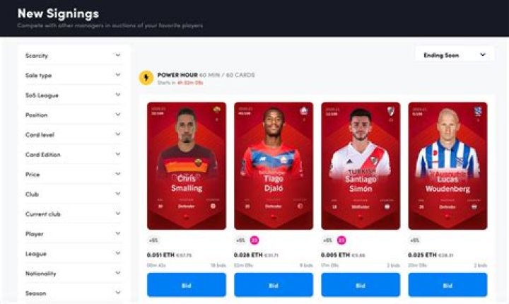 Sorare New Signings section